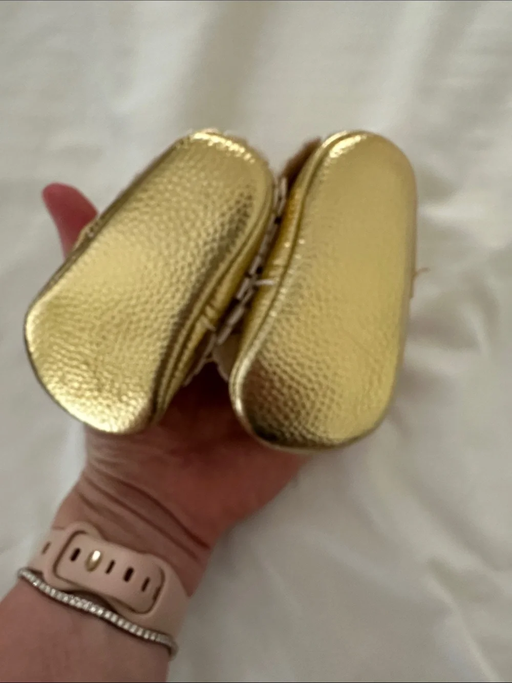 Gold Baby Bow Moccasins - Infant Slip-On Dress Shoes